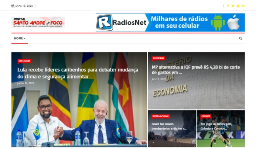 Relação de matérias publicadas no Portal Santo André em Foco hoje, 13 de Junho de 2025
