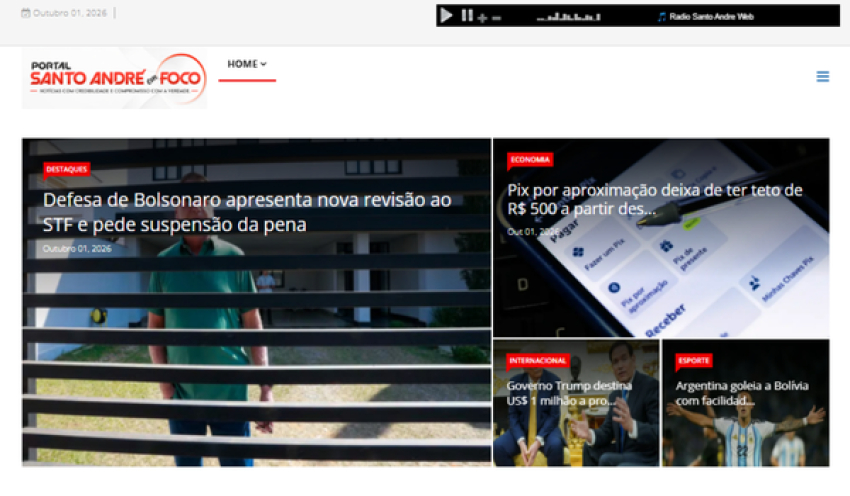Relação de matérias publicadas no Portal Santo André em Foco hoje, 01 de Outubro de 2026