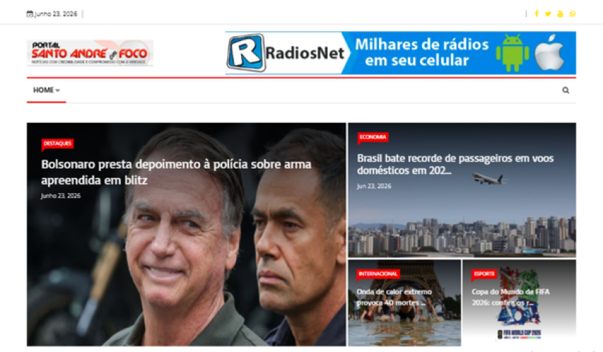 Relação de matérias publicadas no Portal Santo André em Foco hoje, 23 de Junho de 2026