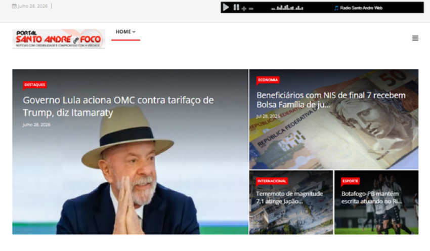 Relação de matérias publicadas no Portal Santo André em Foco hoje, 28 de Julho de 2026