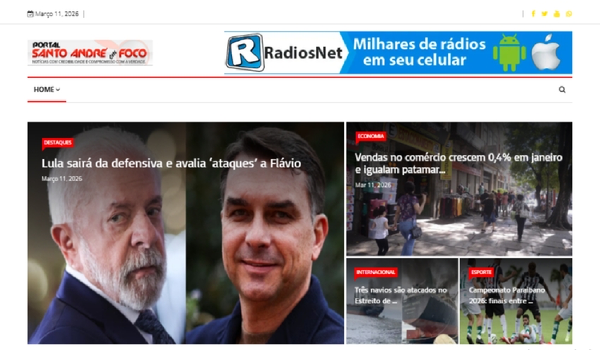 Relação de matérias publicadas no Portal Santo André em Foco hoje, 11 de Março de 2026