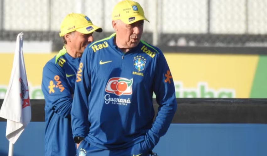 Carlo Ancelotti comanda primeiro treino da seleção brasileira com grupo ainda incompleto