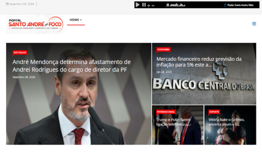 Relação de matérias publicadas no Portal Santo André em Foco hoje, 08 de Setembro de 2026