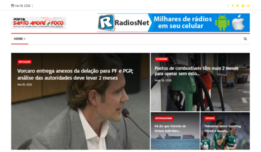 Relação de matérias publicadas no Portal Santo André em Foco hoje, 06 de Maio de 2026