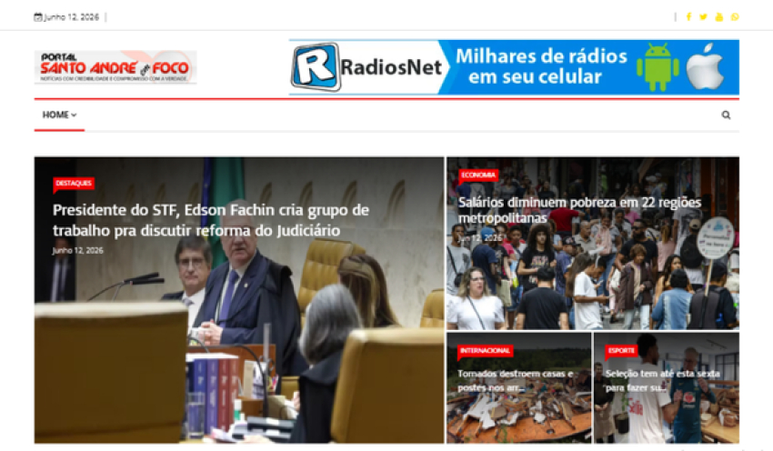 Relação de matérias publicadas no Portal Santo André em Foco hoje, 12 de Junho de 2026