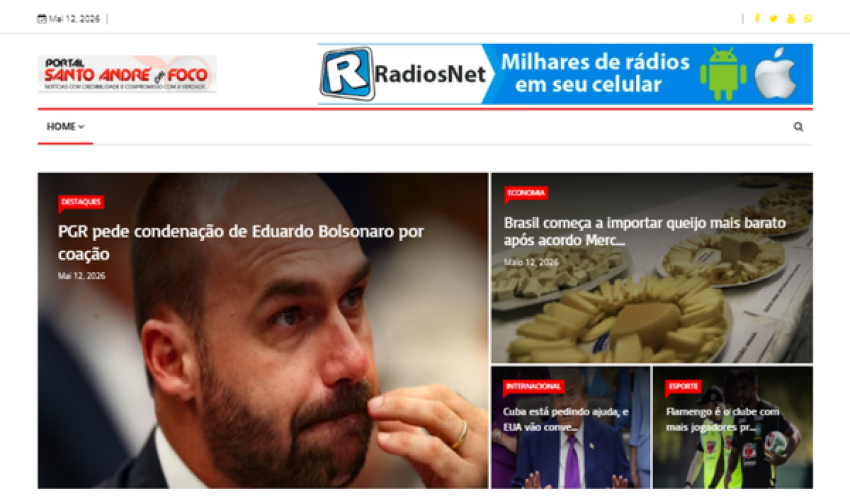 Relação de matérias publicadas no Portal Santo André em Foco hoje, 12 de Maio de 2026