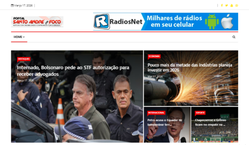 Relação de matérias publicadas no Portal Santo André em Foco hoje, 17 de Março de 2026