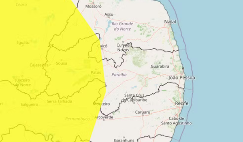 Inmet alerta para baixa umidade do ar em mais de 90 cidades da Paraíba; veja regiões afetadas