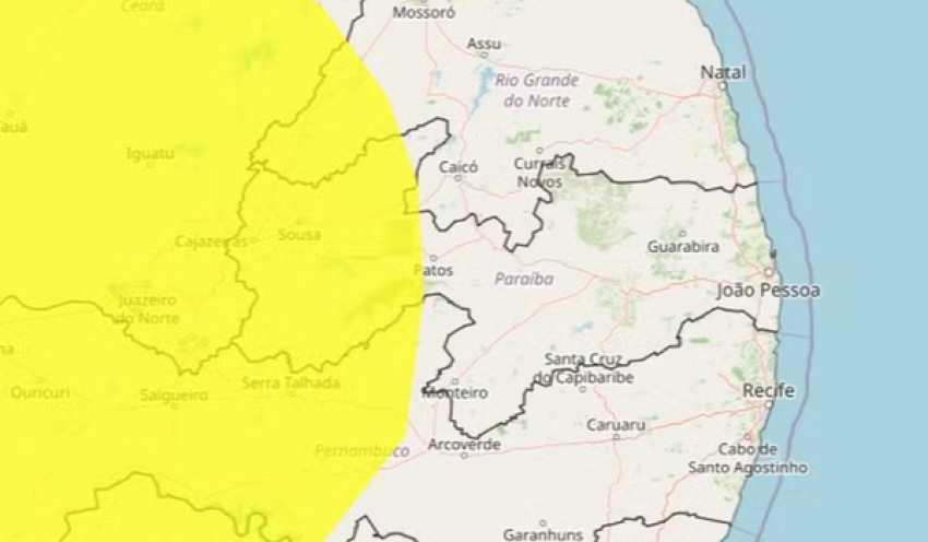 Inmet alerta para baixa umidade do ar em mais de 70 cidades da Paraíba; veja municípios afetados