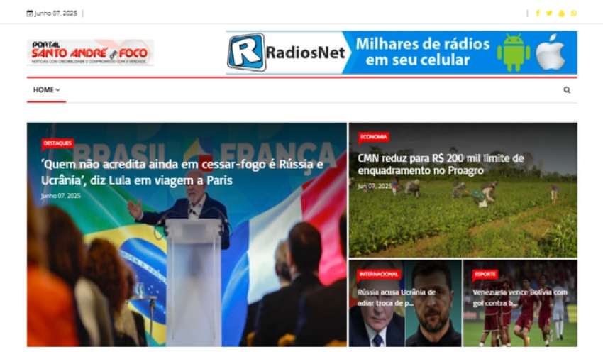 Relação de matérias publicadas no Portal Santo André em Foco hoje, 07 de Junho de 2025