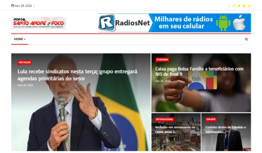 Relação de matérias publicadas no Portal Santo André em Foco hoje, 29 de Abril de 2025