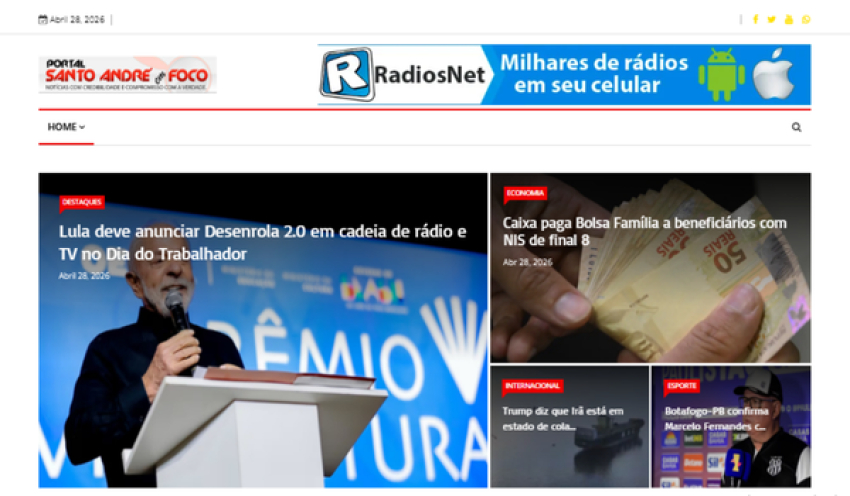 Relação de matérias publicadas no Portal Santo André em Foco hoje, 28 de Abril de 2026