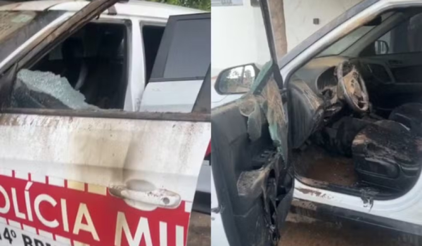 Homens são presos após atear fogo em viatura da PM no Sertão da Paraíba