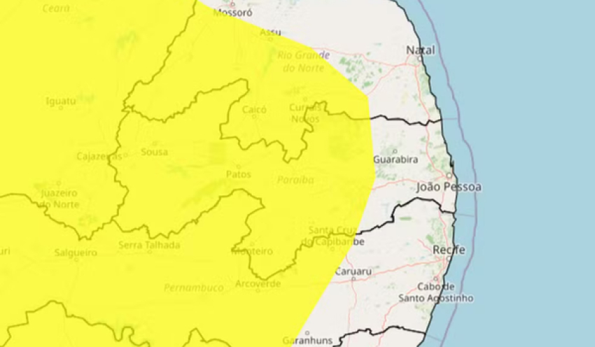 Inmet renova alerta de baixa umidade do ar para mais de 150 cidades da Paraíba; veja municípios afetados