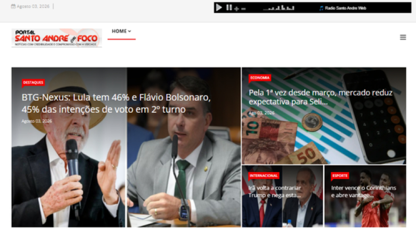 Relação de matérias publicadas no Portal Santo André em Foco hoje, 03 de Agosto de 2026