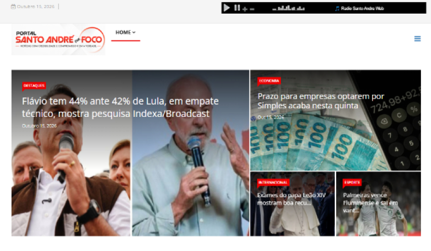 Relação de matérias publicadas no Portal Santo André em Foco hoje, 15 de Outubro de 2026