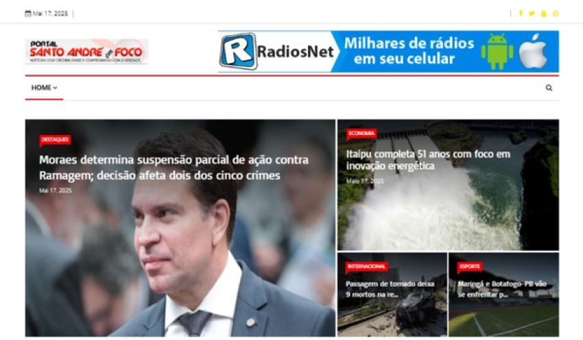 Relação de matérias publicadas no Portal Santo André em Foco hoje, 17 de Maio de 2025