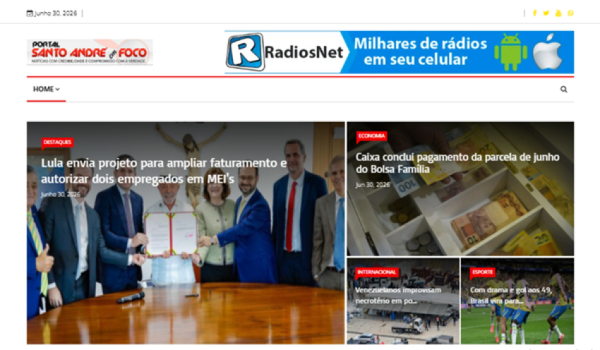 Relação de matérias publicadas no Portal Santo André em Foco hoje, 30 de Junho de 2026