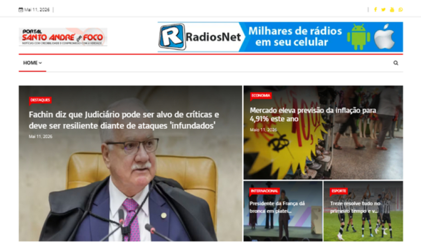 Relação de matérias publicadas no Portal Santo André em Foco hoje, 11 de Maio de 2026