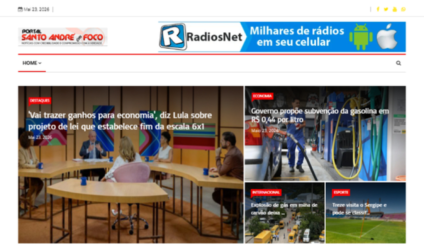 Relação de matérias publicadas no Portal Santo André em Foco hoje, 23 de Maio de 2026