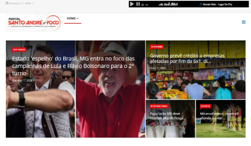 Relação de matérias publicadas no Portal Santo André em Foco hoje, 17 de Outubro de 2026