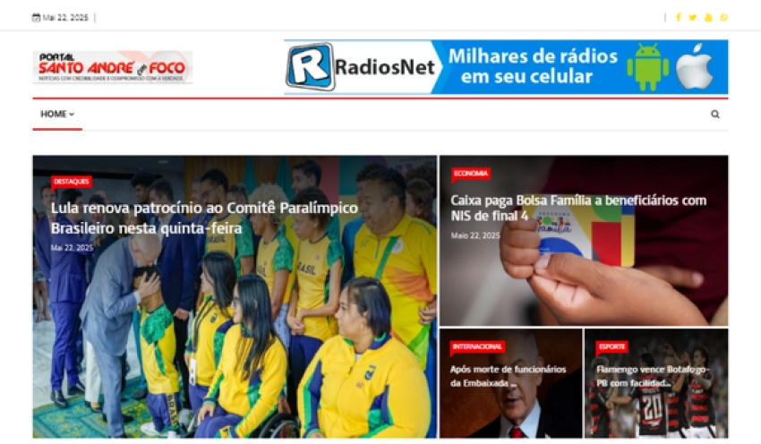 Relação de matérias publicadas no Portal Santo André em Foco hoje, 22 de Maio de 2025