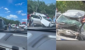 Acidente entre carro e caminhão deixa condutor preso às ferragens em Alcantil