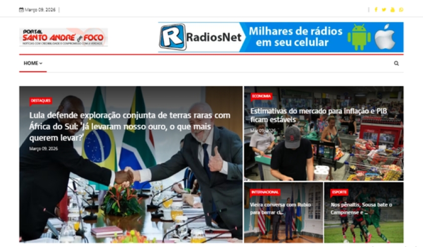Relação de matérias publicadas no Portal Santo André em Foco hoje, 09 de Março de 2026
