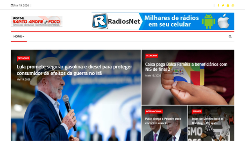 Relação de matérias publicadas no Portal Santo André em Foco hoje, 19 de Maio de 2026