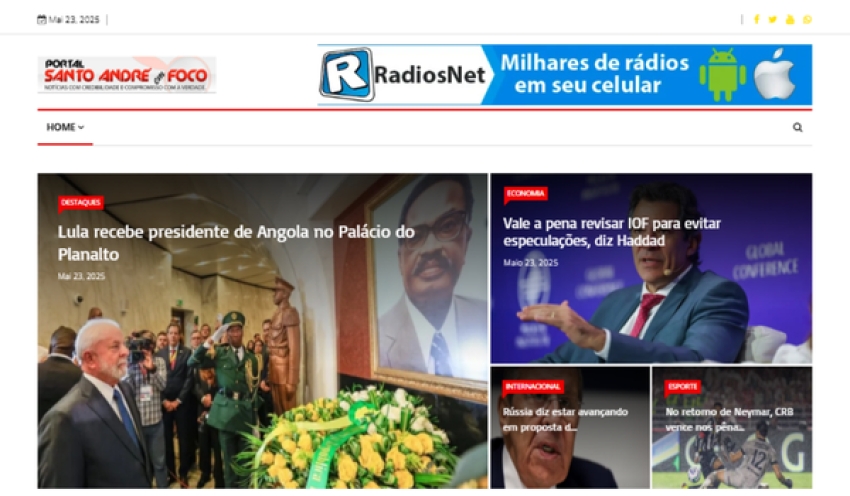 Relação de matérias publicadas no Portal Santo André em Foco hoje, 23 de Maio de 2025
