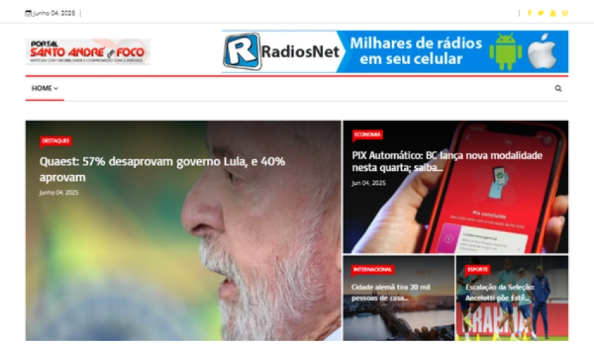 Relação de matérias publicadas no Portal Santo André em Foco hoje, 04 de Junho de 2025