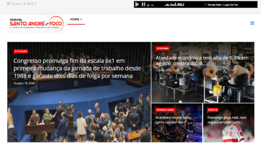 Relação de matérias publicadas no Portal Santo André em Foco hoje, 16 de Outubro de 2026