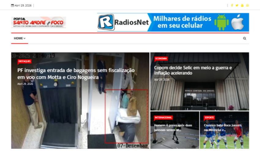 Relação de matérias publicadas no Portal Santo André em Foco hoje, 29 de Abril de 2026
